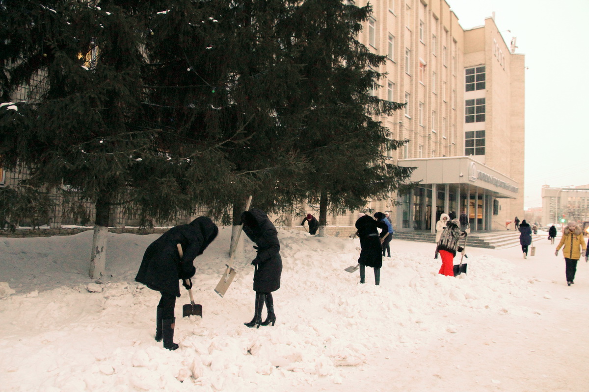 Сегодня более 1000 студентов, преподавателей и сотрудников Кемеровского государственного университета приняли участие в вузовской  акции по расчистке от снега территорий социально значимых объектов Центрального района Кемерова